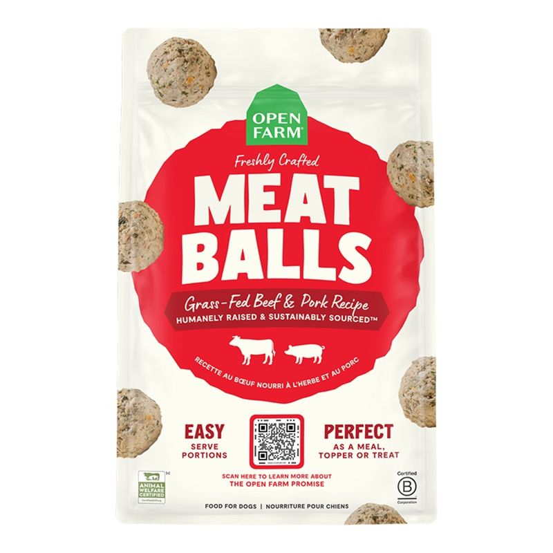 Open Farm Dog Frozen Gently Cooked Meatballs Beef &amp; Pork 14oz