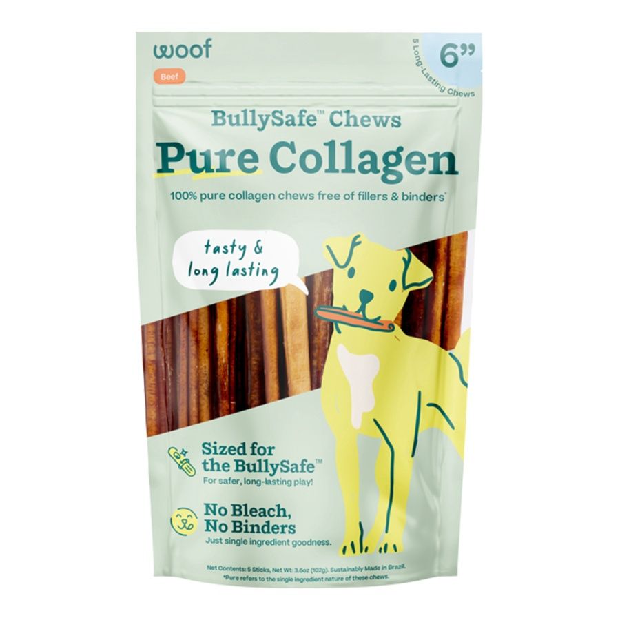 Woof Dog Bullysafe Pure Collagen Chews 6&#39;&#39; 5 Pack