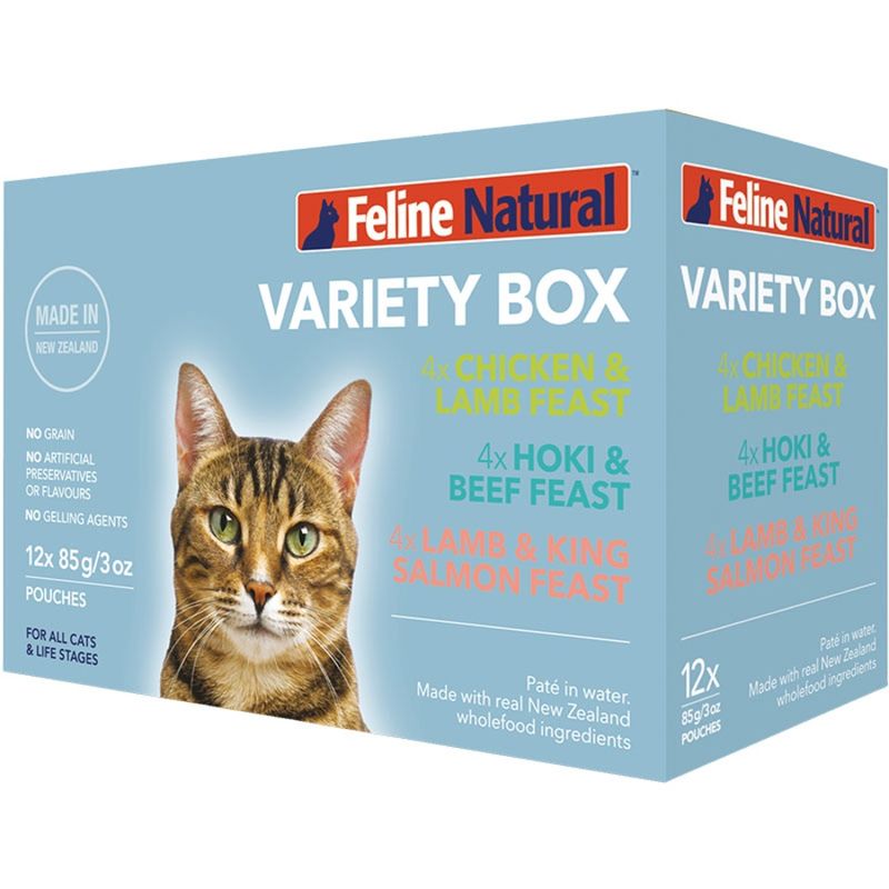 Feline Natural Cat Pouches Variety Box 3oz