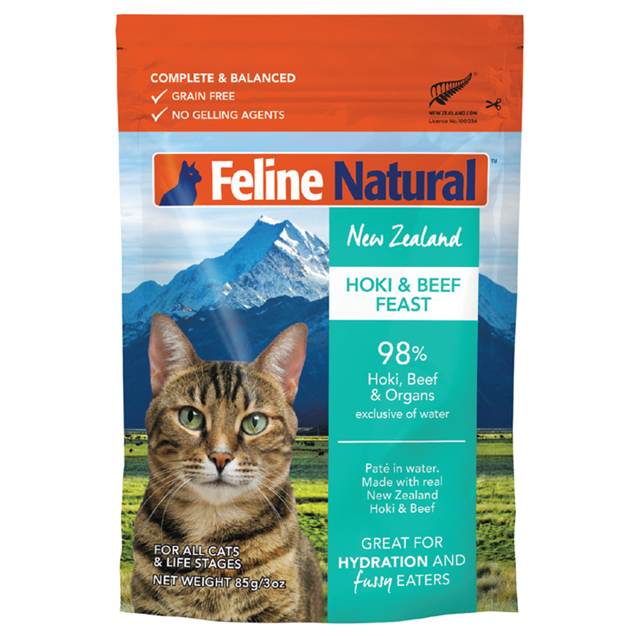 Feline Natural Cat Pouch Hoki &amp; Beef 3oz