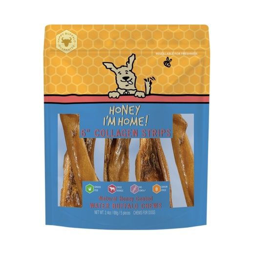 Honey I&#39;m Home 6&quot; Buffalo Collagen Strips 5pk (c