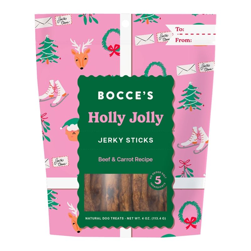 Bocce's Dog Holliday Jerky Sticks Holly Jolly Beef &amp; Carrot 4oz