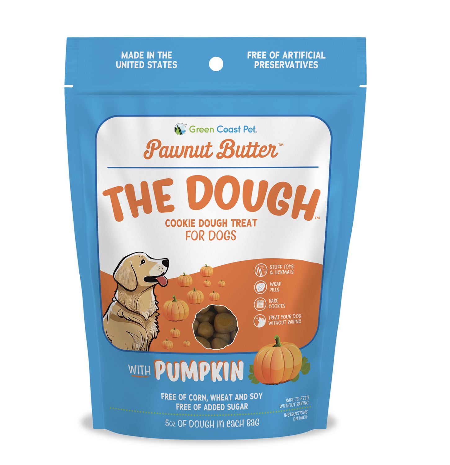 Green Coast Pet Cookie Dough for Dogs Pumpkin Flavor 5oz