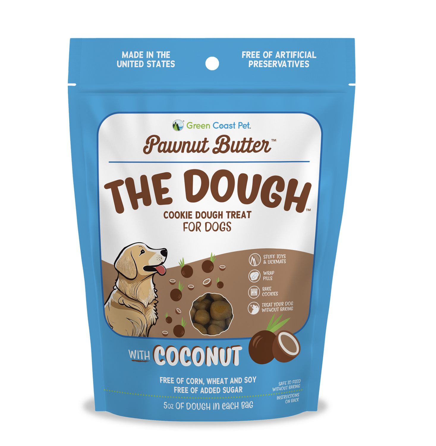 Green Coast Pet Cookie Dough for Dogs Coconut Flavor 5oz