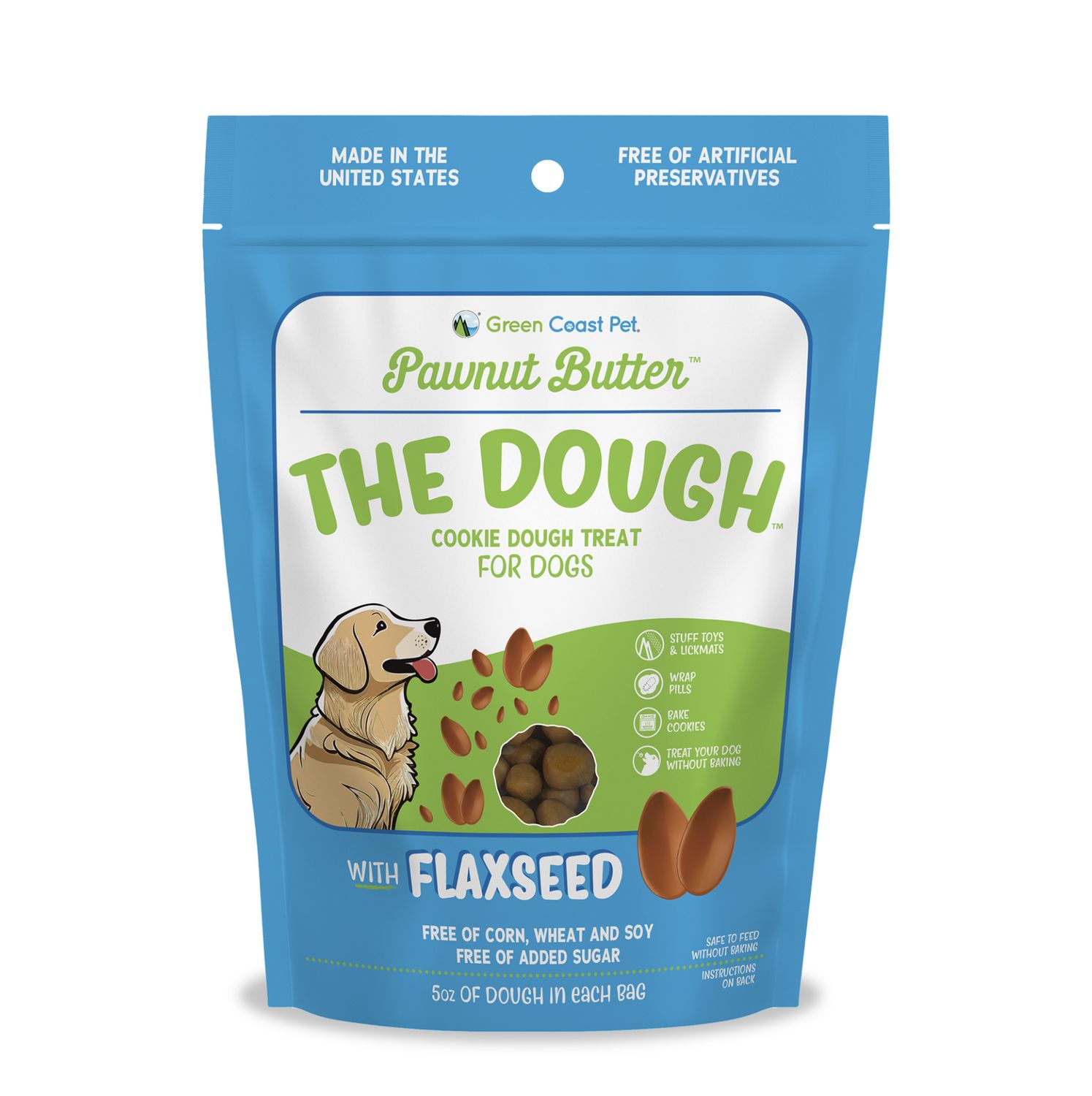 Green Coast Pet Cookie Dough for Dogs Flaxseed Flavor 5oz
