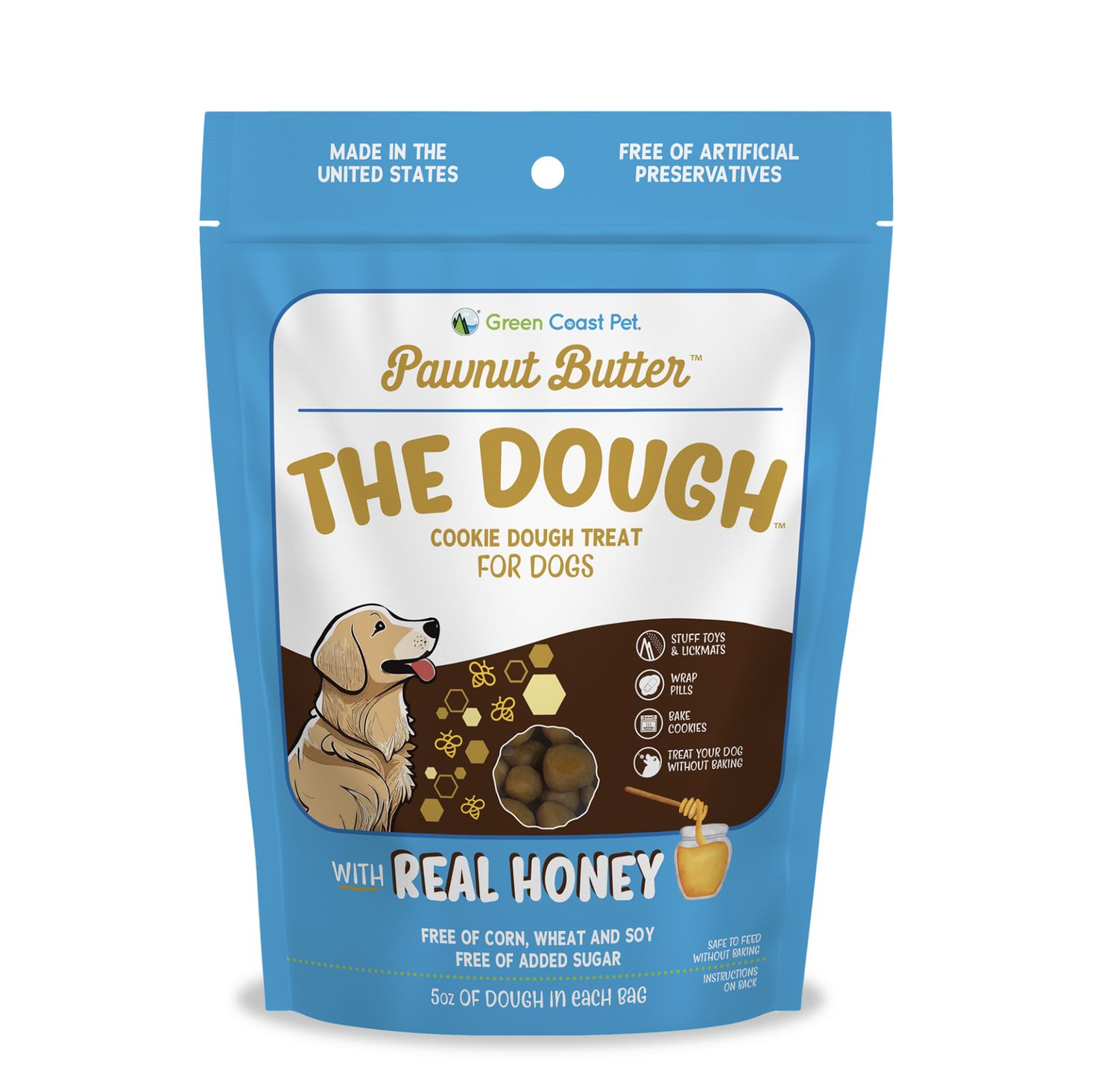 Green Coast Pet Cookie Dough for Dogs Real Honey Flavor 5oz