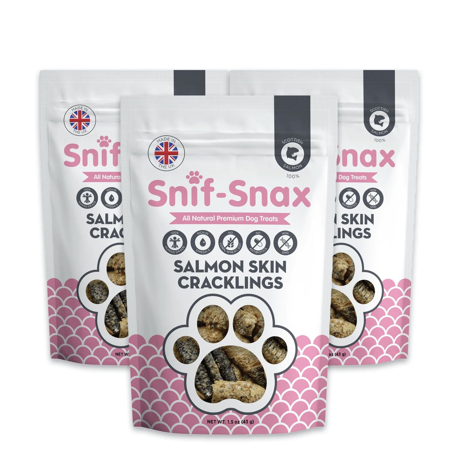 Snif Snax Dog Treat Salmon Skin Cracklings  4oz