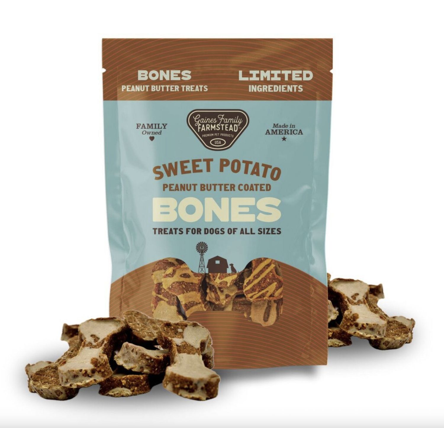 Gaines Family Farmstead Sweet Potato Bone Coated with Peanut Butter 8oz