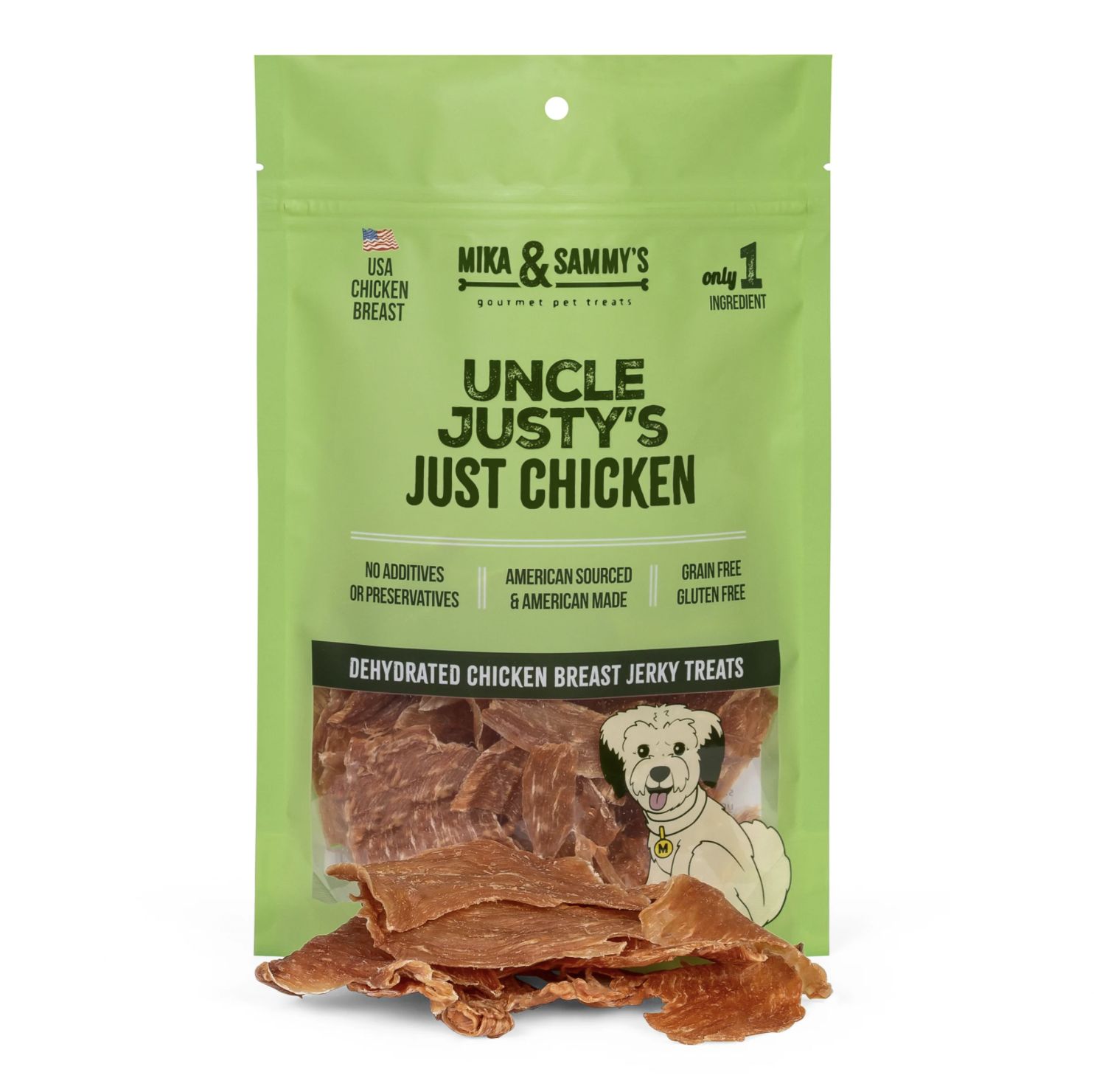 Mika &amp; Sammy's Dog Uncle Justy's Just Chicken Jerky, Size: 5oz