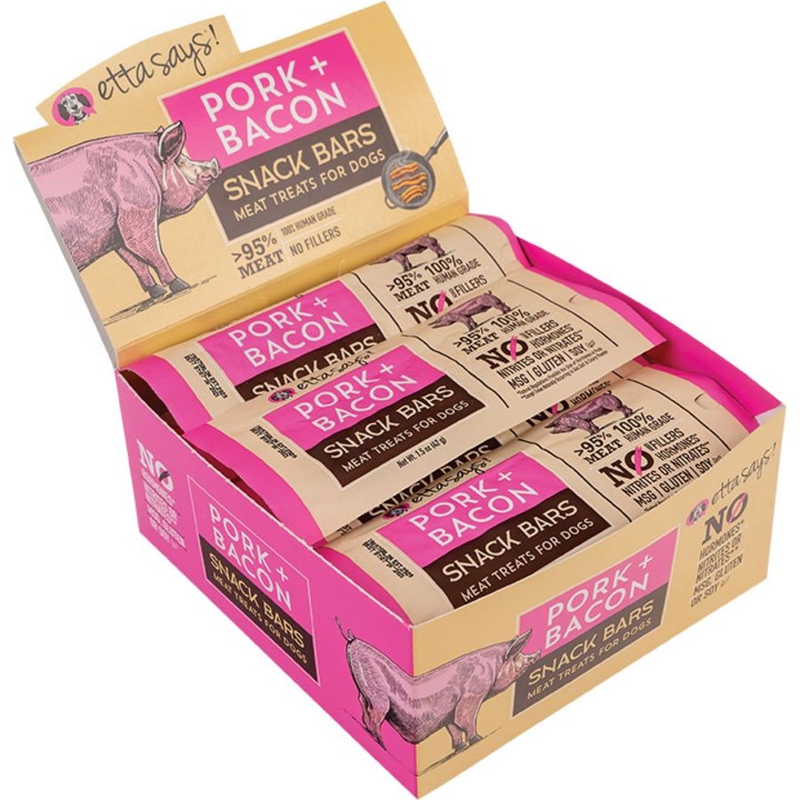 Etta Says Dog Meat Snack Bar Pork &amp; Bacon 1.5oz