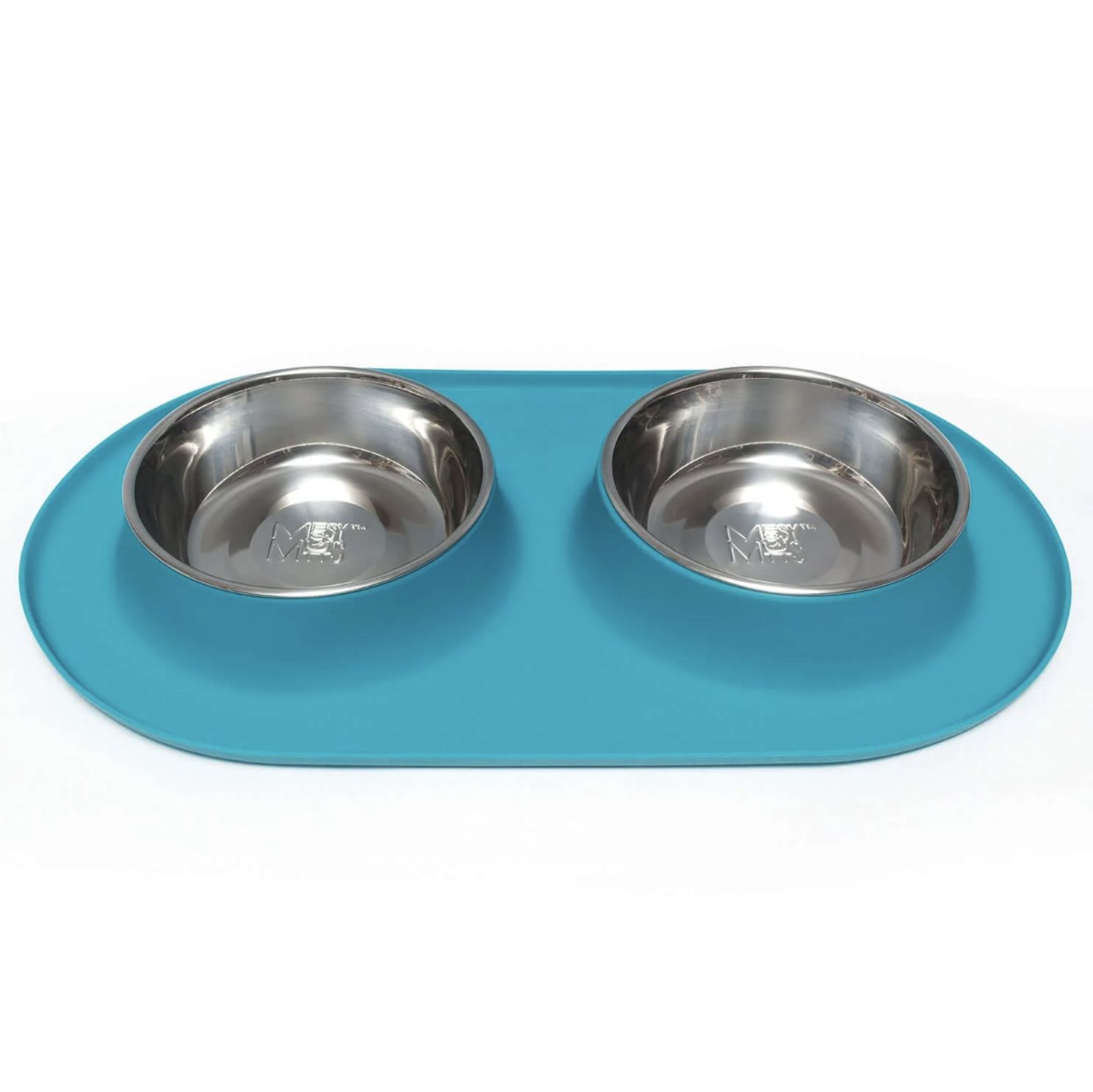 Messy Mutts Dog Double Feeder, Color: Blue, Size: 3 Cup (24oz)