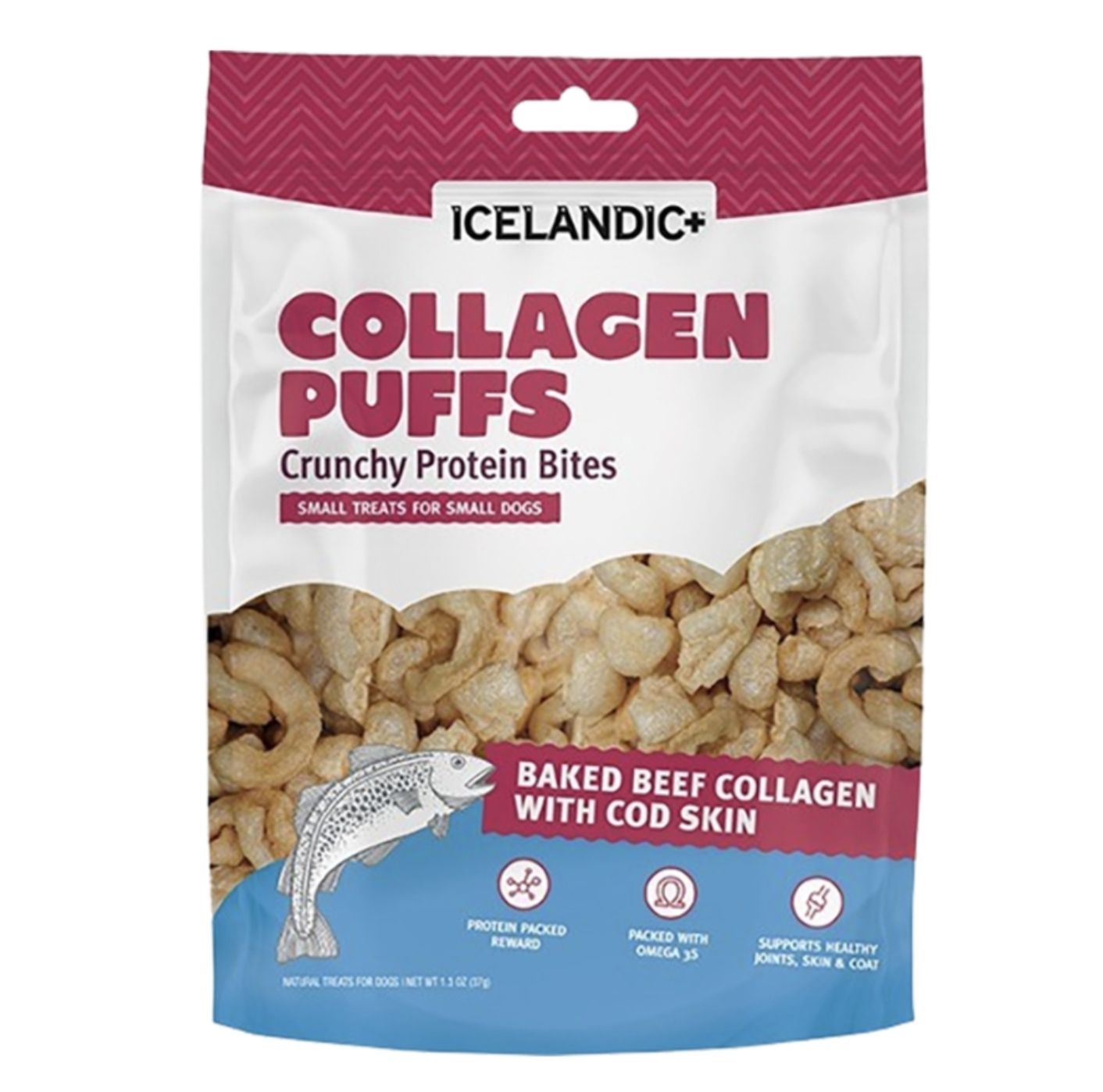 Icelandic Dog Collagen Puffs with Fish, Size: 1.3oz