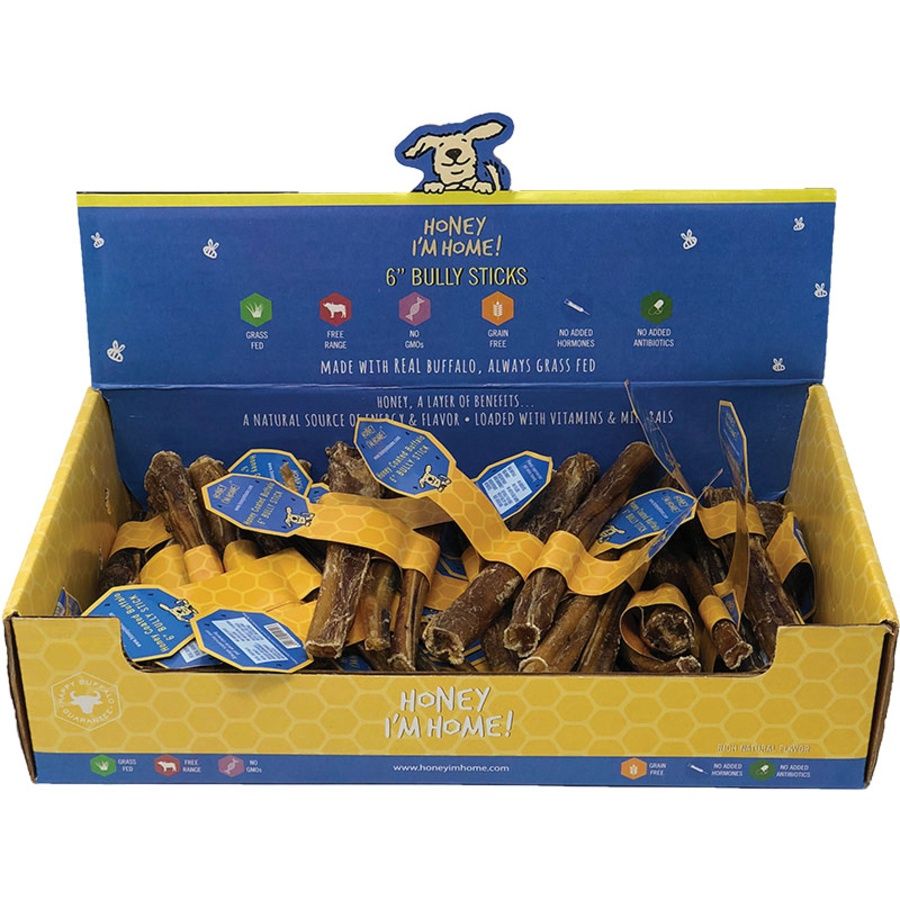 Honey I'm Home Buffalo Bully Sticks, Size: 6''