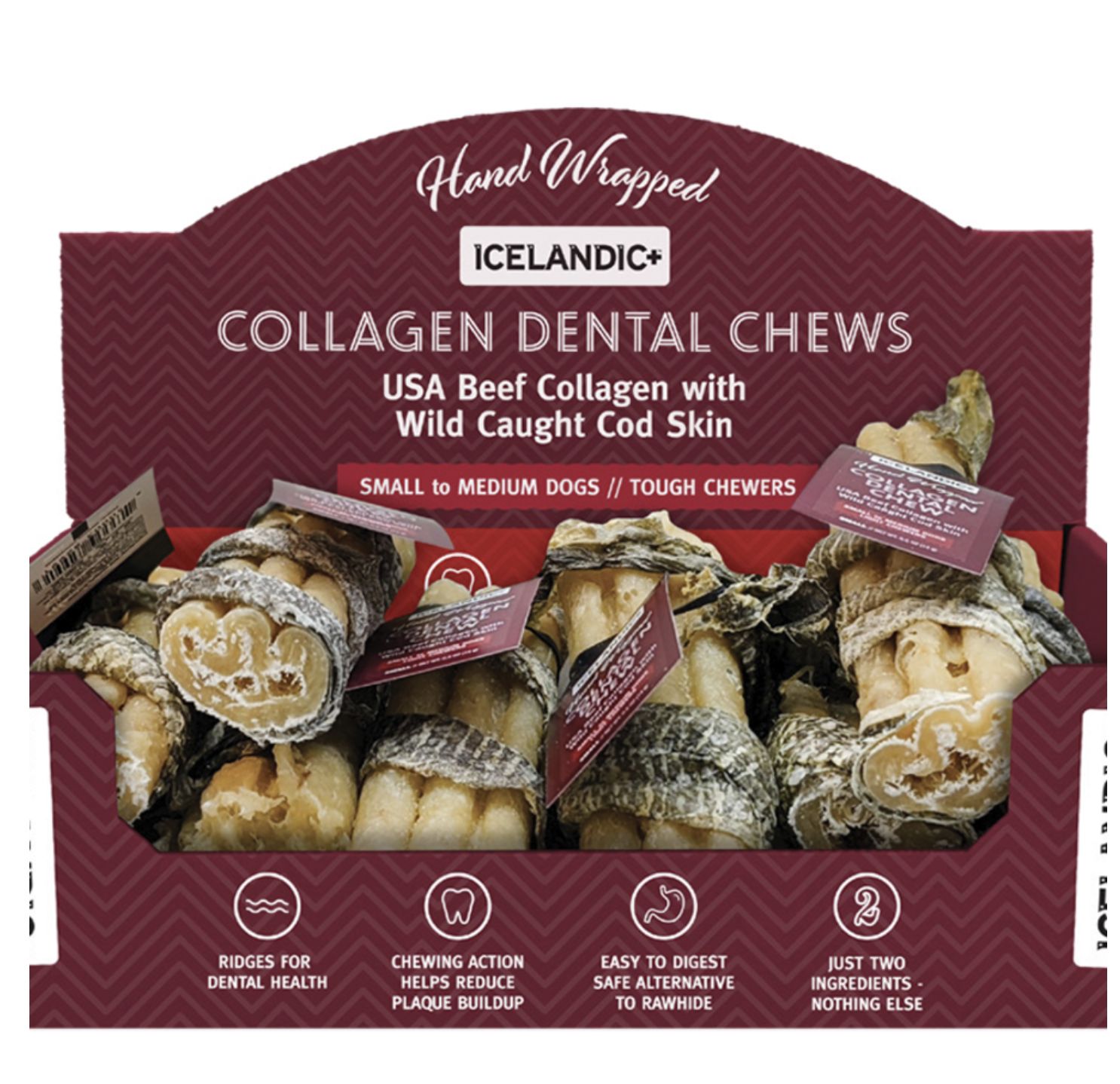 Icelandic Dog Collagen Dental Chew with Cod, Size: 4inch