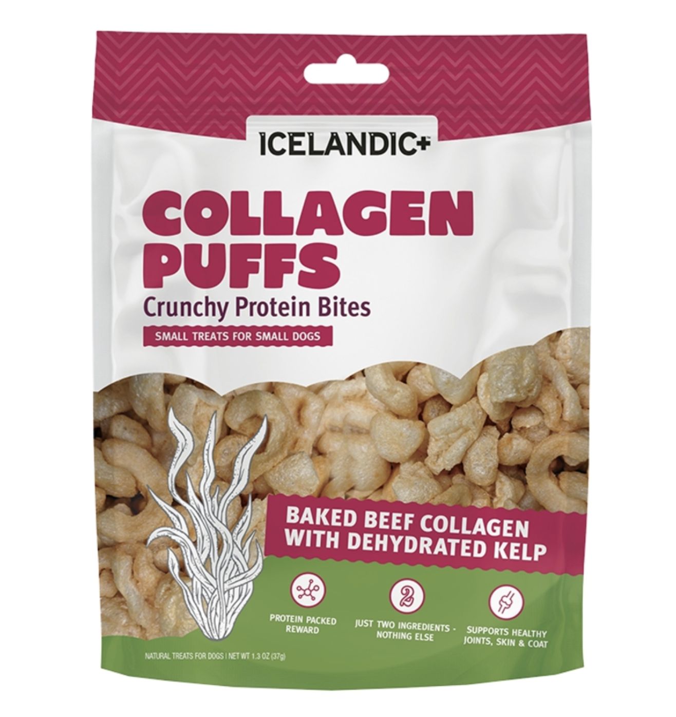 Icelandic Dog Collagen Puffs with Kelp, Size: 1.3oz