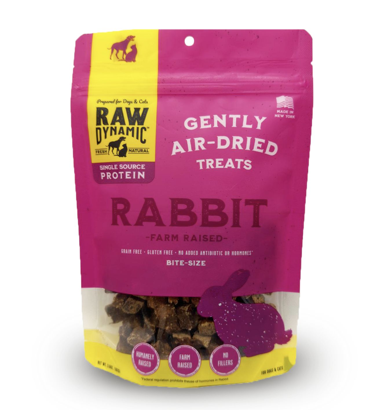 Raw Dynamic Dog &amp; Cat Air-Dried Treat Rabbit 3.6oz