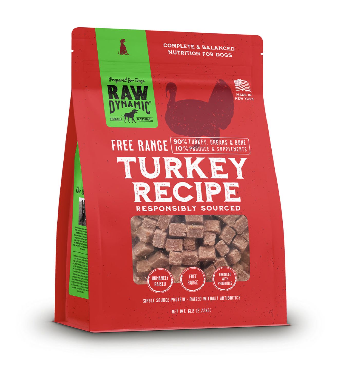 Raw Dynamic Dog Frozen Raw Turkey, Size: 3lb