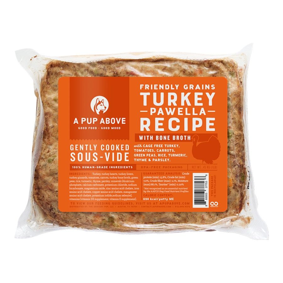 A Pup Above Frozen Gently Cooked Turkey Pawella, Size: 1lb