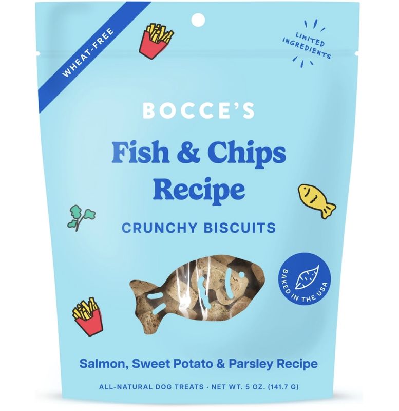 Bocce's Dog Crunchy Biscuits Fish Chips 5oz