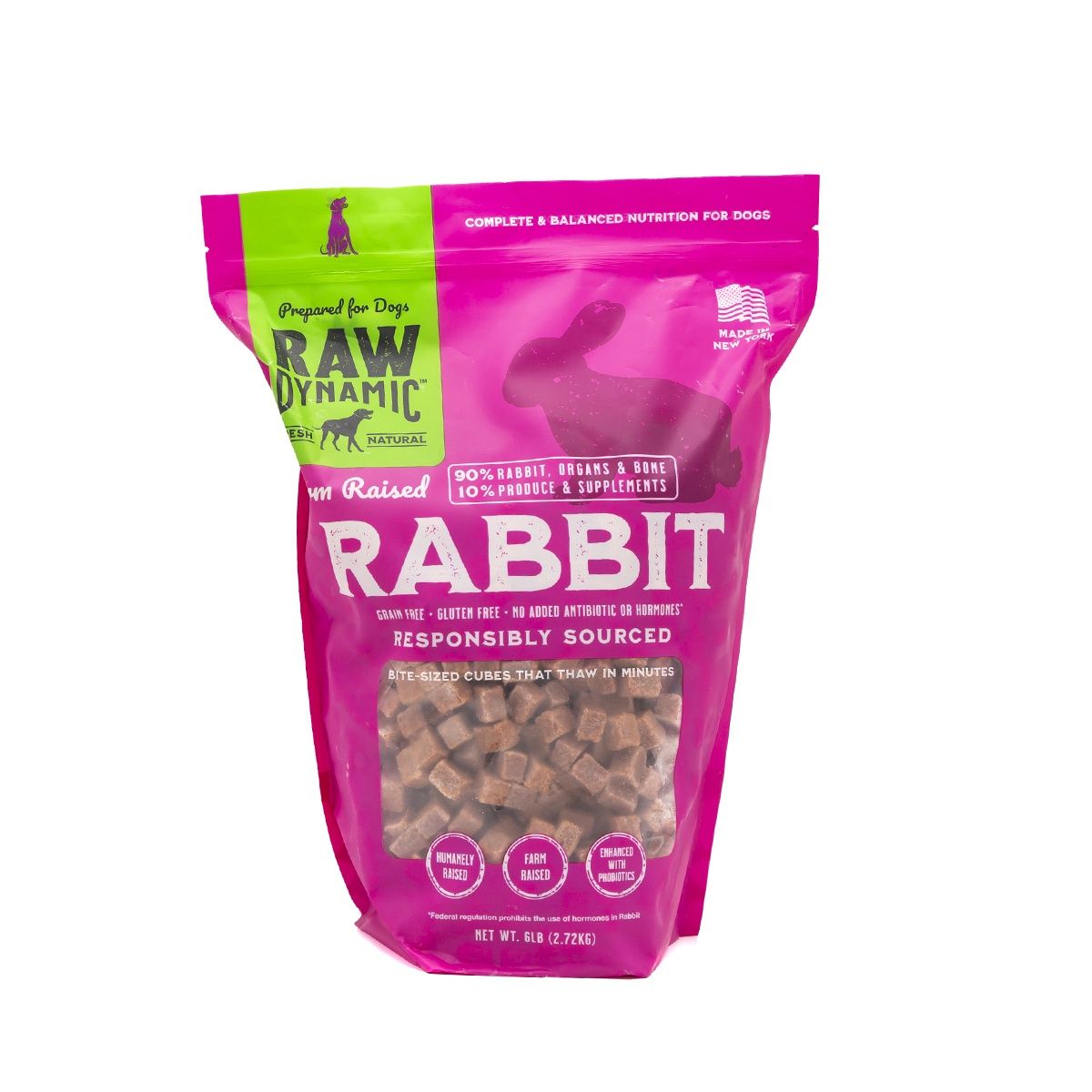 Raw Dynamic Frozen Raw Rabbit Cubies-, Size: 3lb