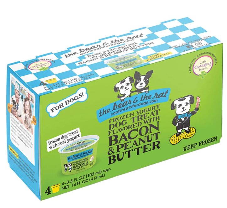 Bear &amp; Rat Dog Frozen Peanut Butter &amp; Bacon Peanut Butter Yogurt 3.5oz, Size: 4pk