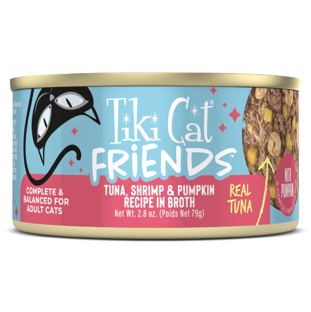 Tiki Cat Friends Minced Tuna, Shrimp &amp; Pumpkin in Broth, Size: 3oz