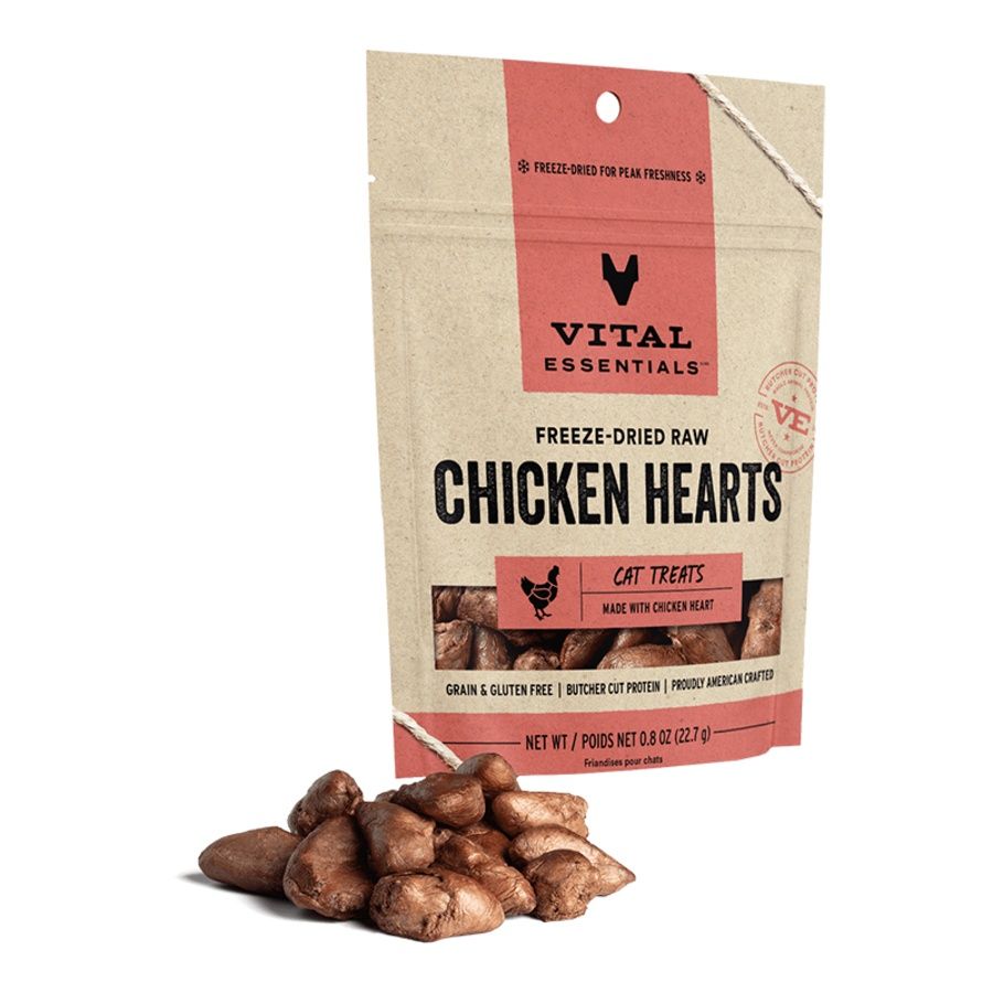 Vital Essentials Dog &amp; Cat Freeze Dried Chicken Hearts, Size: 0.8oz