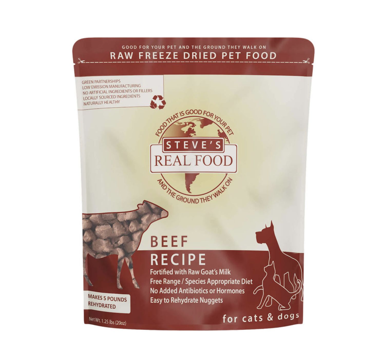 Steve's Real Food Dog Freeze Dried Raw Beef 20oz