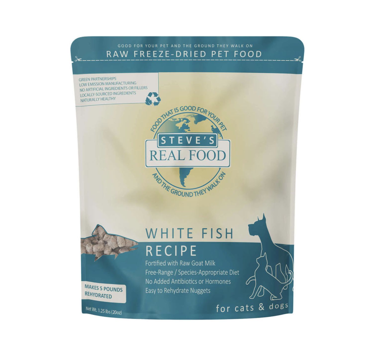 Steve's Real Food Dog Freeze Dried Raw White Fish 20oz