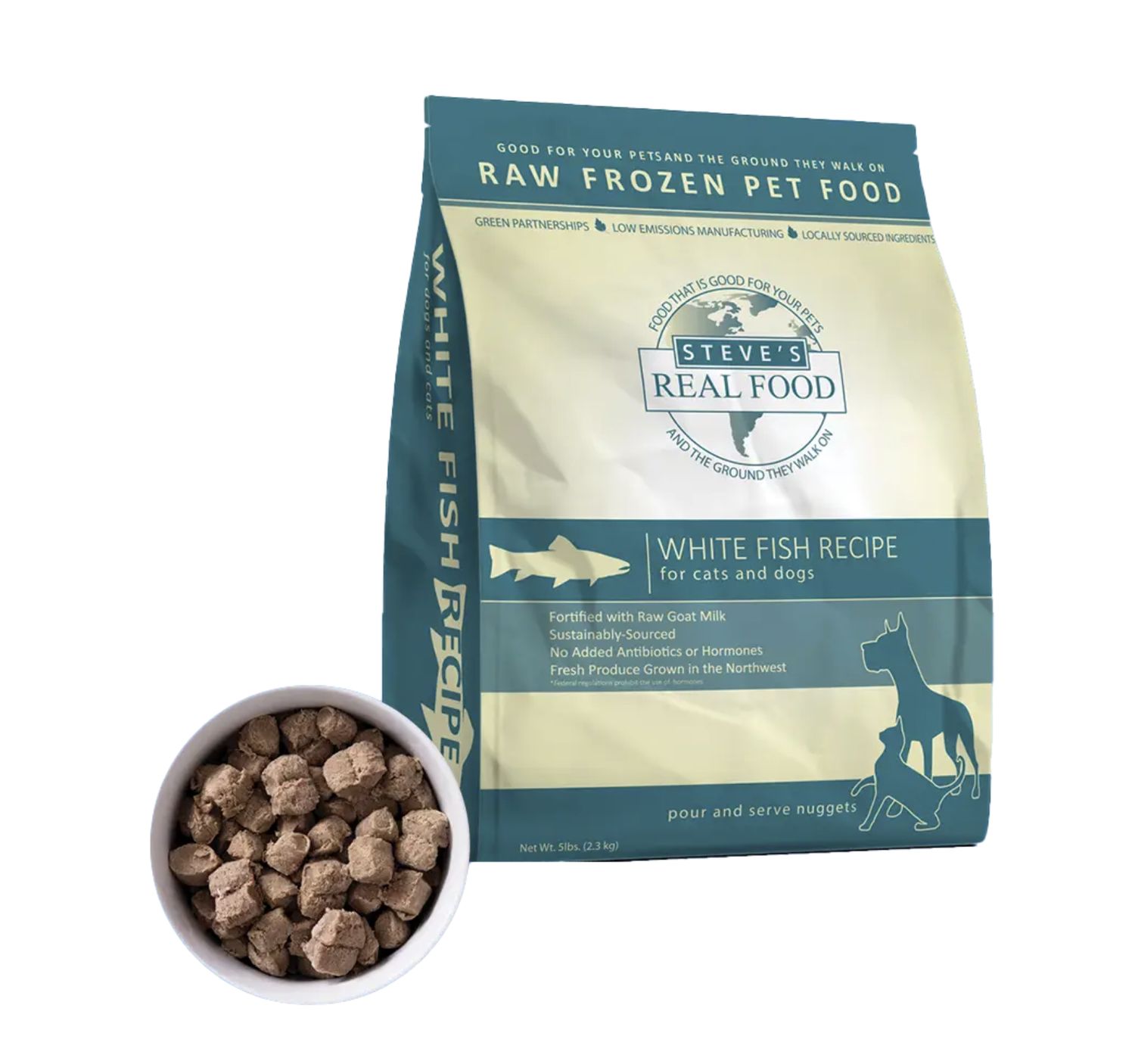 Steve’s Real Food Dog Frozen Raw White Fish, Size: 5lb Nuggets