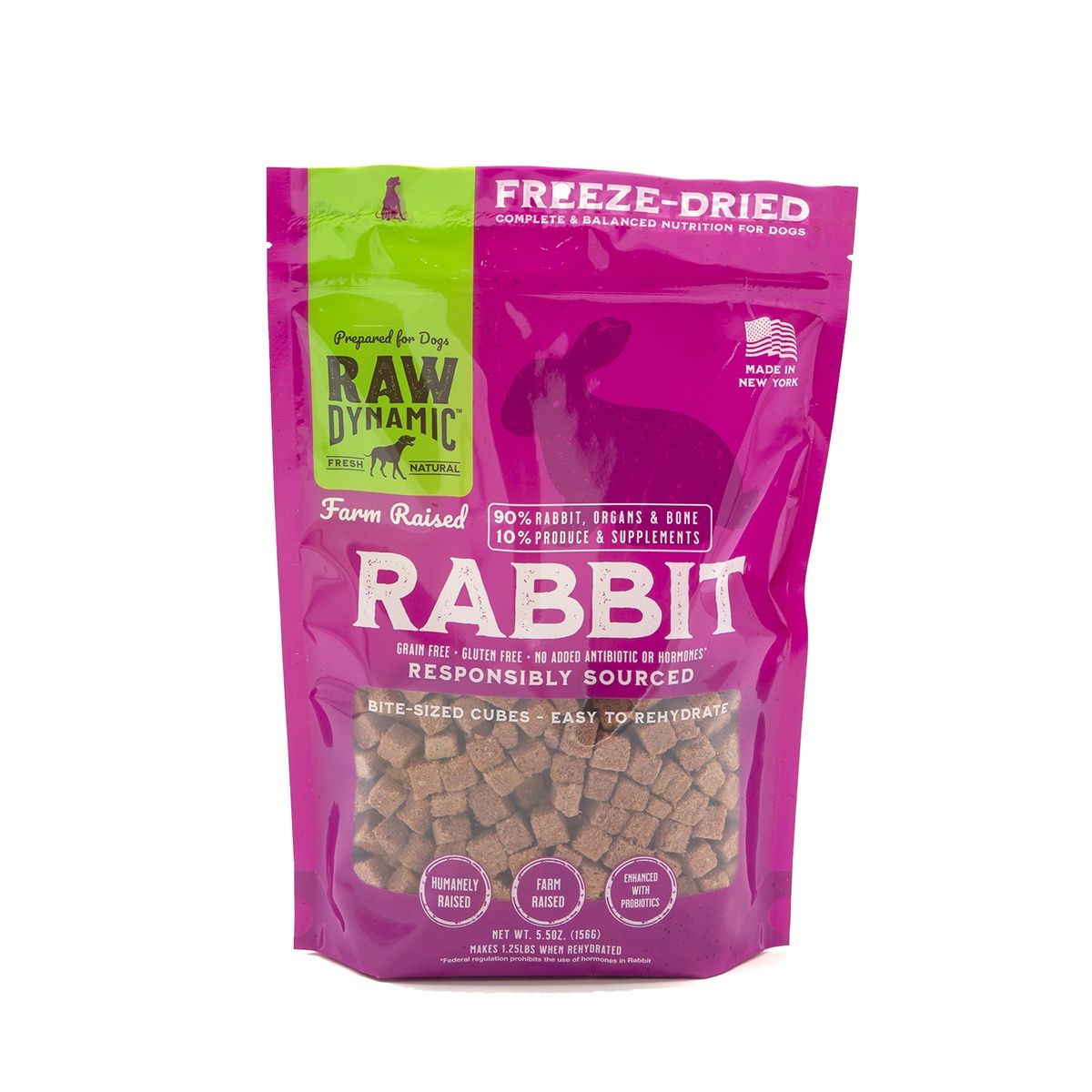 Raw Dynamic Freeze Dried Rabbit Cubies, Size: 5.5oz