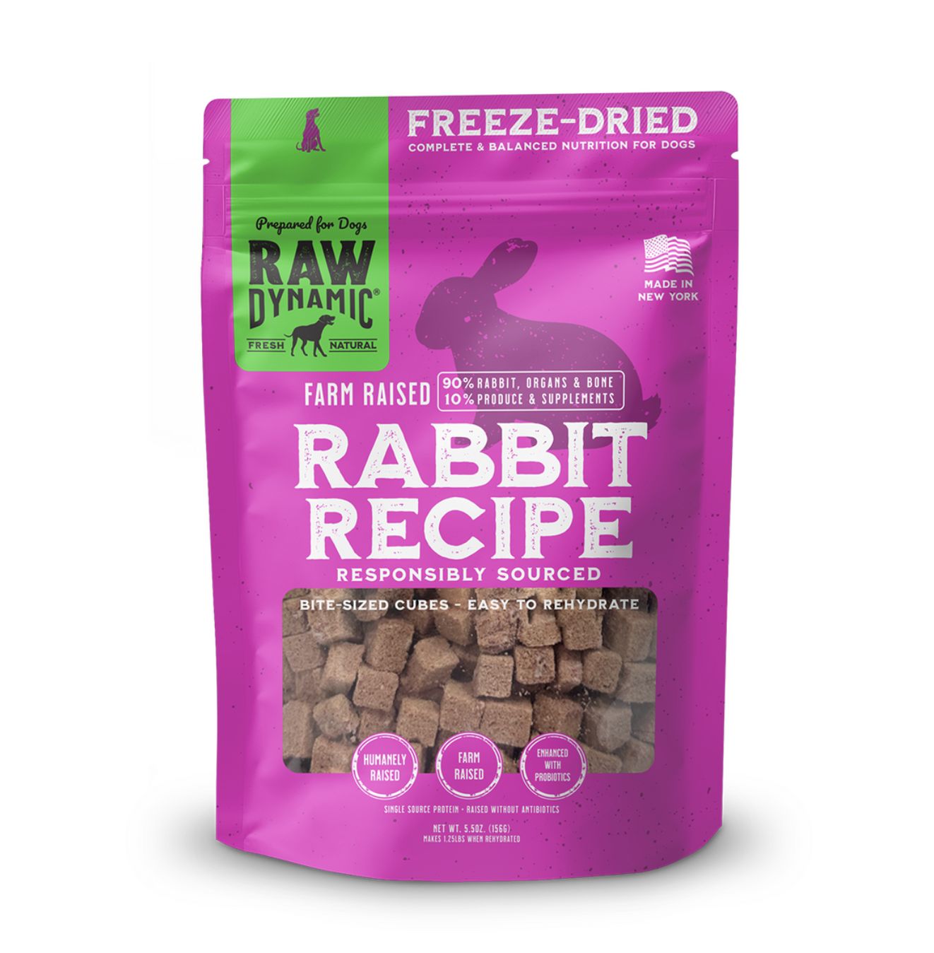 Raw Dynamic Dog Freeze-Dried Rabbit, Size: 5.5oz