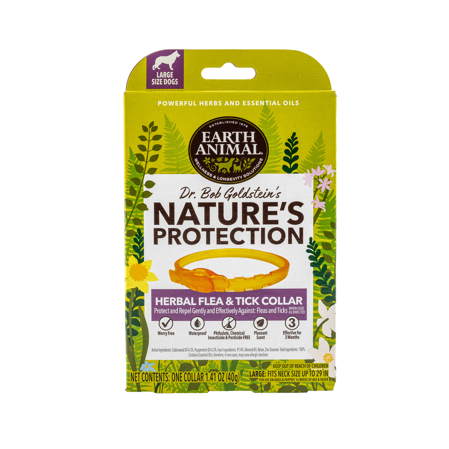 Earth Animal Dog Nature's Protection Flea &amp; Tick Collar, Size: Large