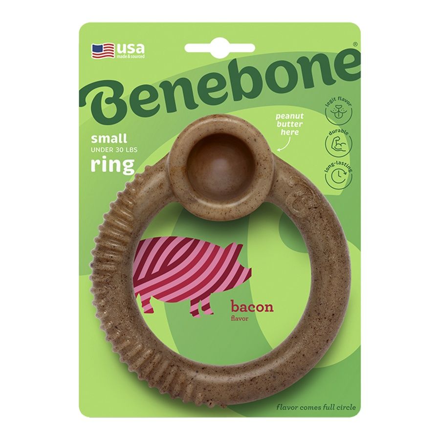 Benebone Dog Ring Chew Bacon, Size: Small