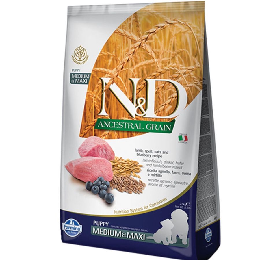 Farmina Dog Ancestral Grain Puppy Lamb Blueberry Medium &amp; Maxi, Size: 5.5lb
