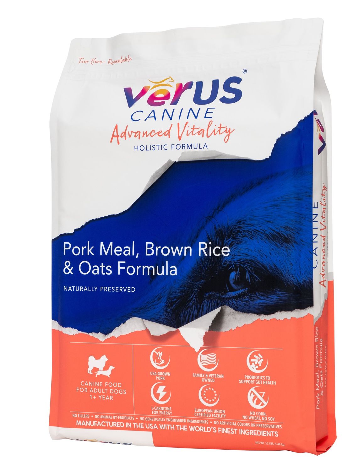 Verus Dog Advanced Vitality Pork, Brown Rice &amp; Oats, Size: 4lb