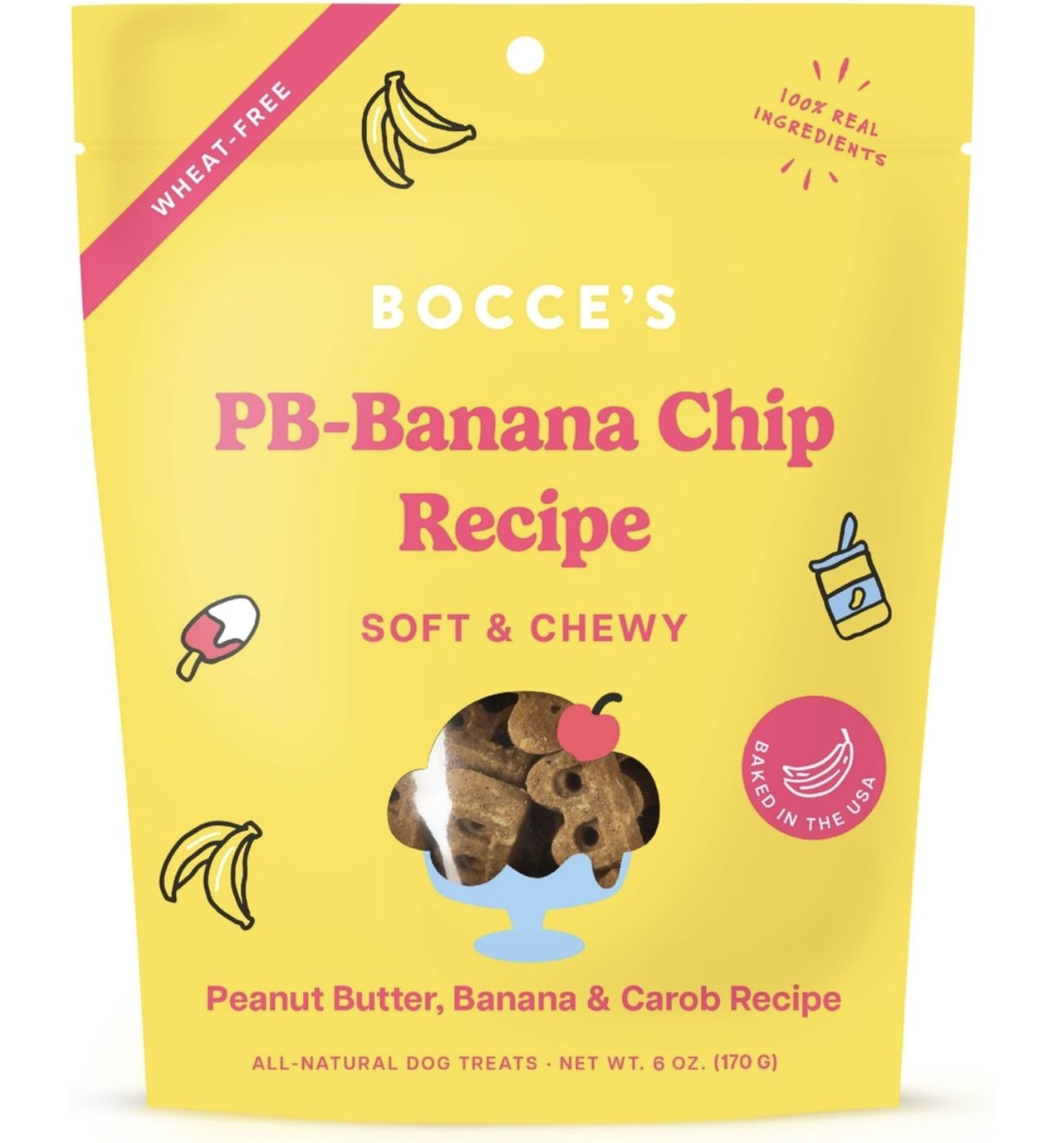 Bocce's Dog Soft &amp; Chewy Peanut Butter Banana Chip 6oz