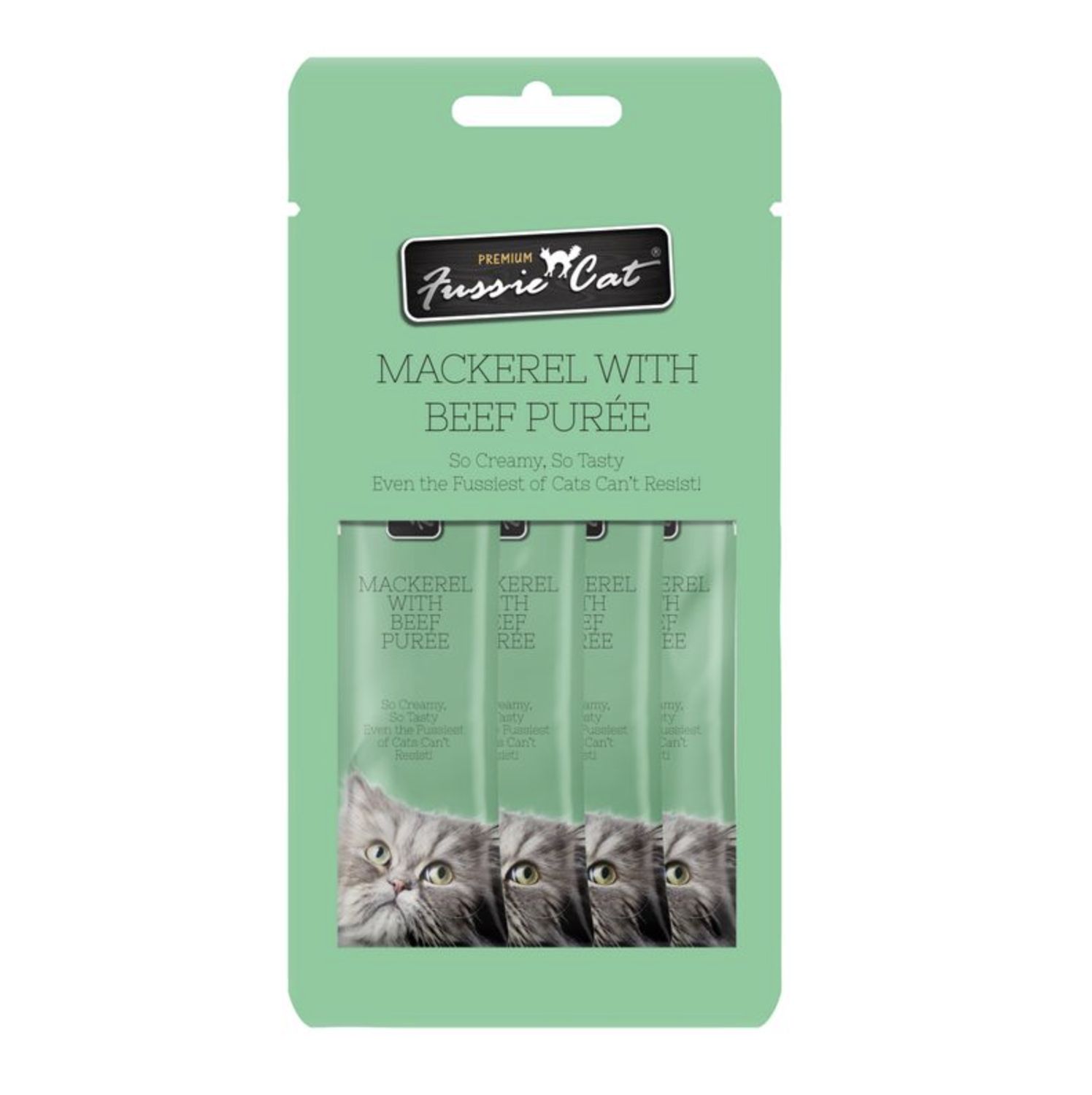 Fussie Cat Puree Mackerel &amp; Beef, Size: 2oz 4pk