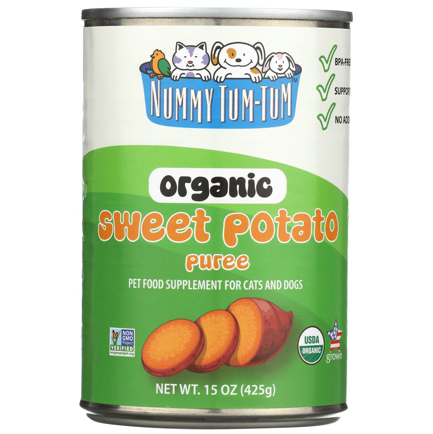 Nummy Tum Tum Dog &amp; Cat Organic Sweet Potato Puree 15oz, Amount: Single
