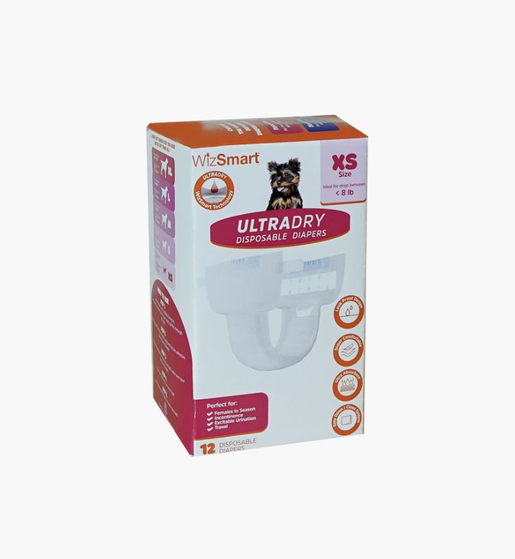 WizSmart Dog UltraDry Disposable Diapers 12ct, Size: XS