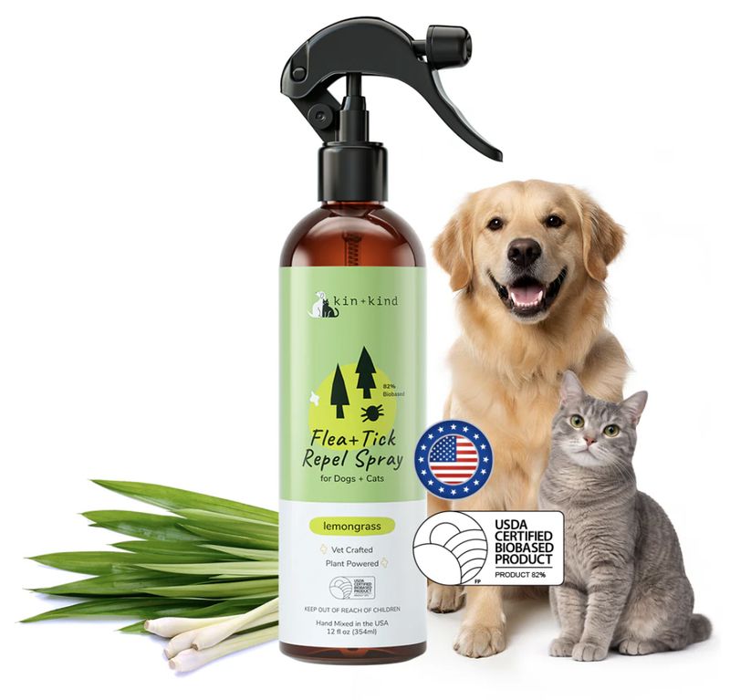 kin+kind Dog &amp; Cat Flea &amp; Tick Spray Lemongrass 12oz