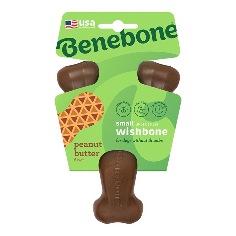 Benebone Dog Wishbone Peanut Butter, Size: Small