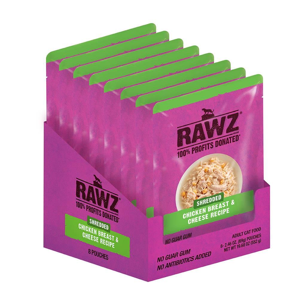 Rawz Cat Pouches Shredded Chicken Breast &amp; Cheese 2.46oz, Size: Case