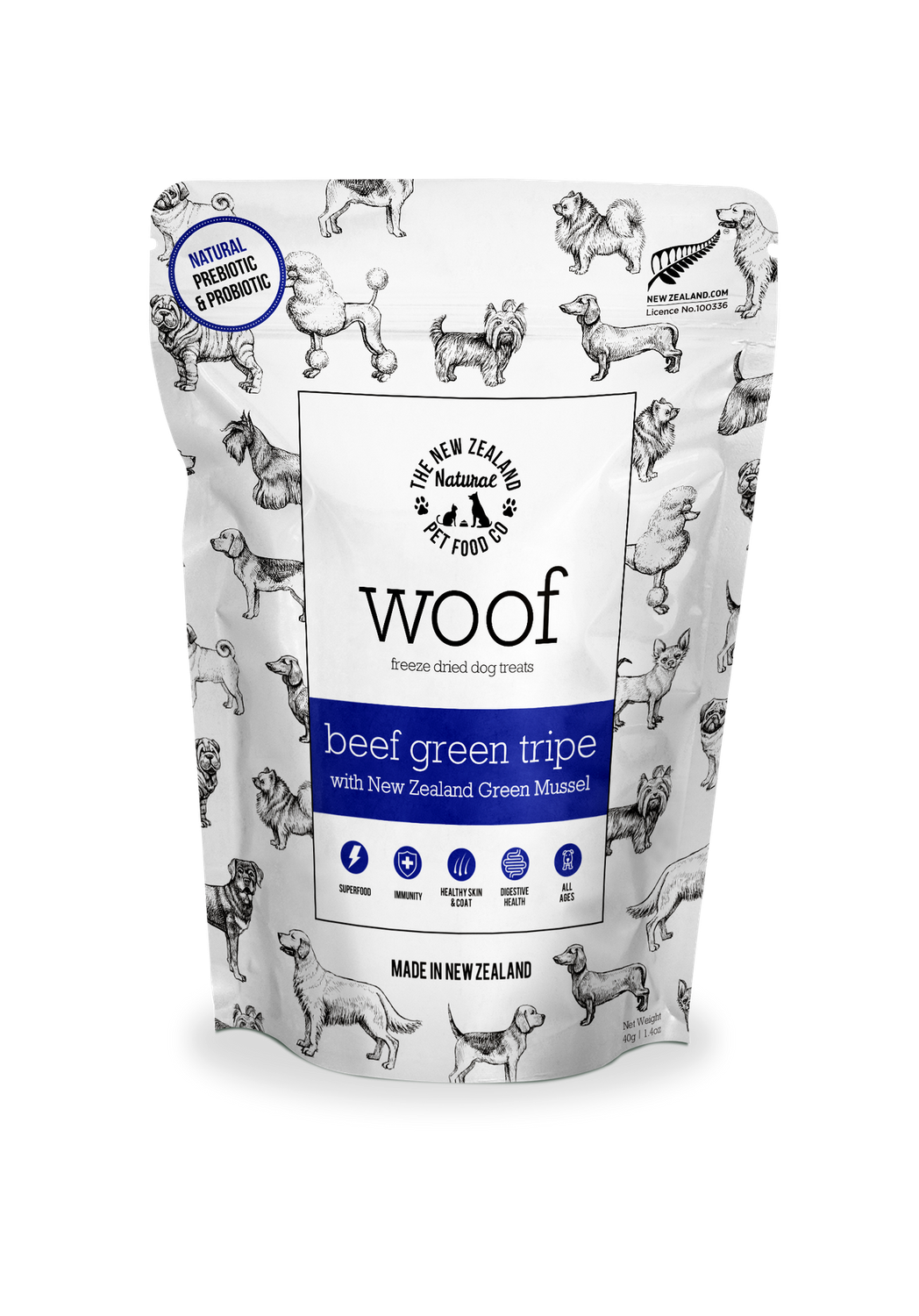 New Zealand Pet Dog Freeze Dried Beef Green Tripe Treats 1.4oz