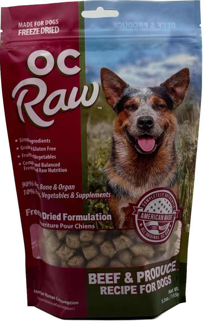 OC Raw Dog Freeze Dried Beef, Size: 5.5oz