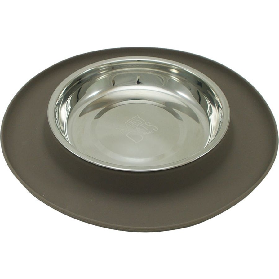 Messy Mutts Cat Feeder Silicone 1.75 Cups (14oz), Color: Grey