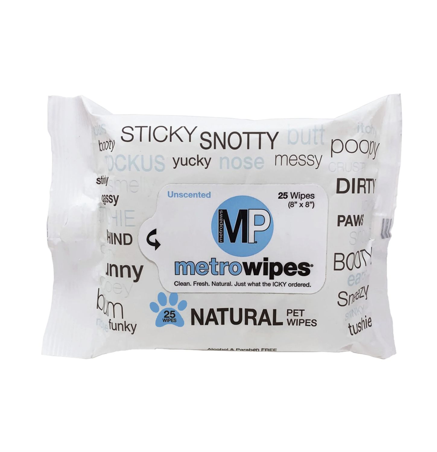 Metro Paws Pet Wipes Natural Unscented, Size: 25 Pack