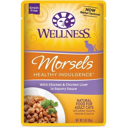 Wellness Cat Morsels Chicken &amp; Chicken Liver 3oz, Amount: single