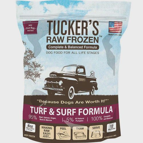 Tuckers Dog Frozen Raw Turf &amp; Surf Formula, Size: 3lb