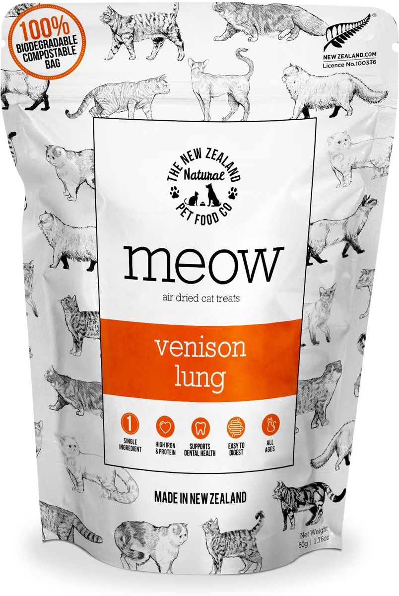 New Zealand Pet Cat Air Dried Venison Lung Treats 1.76oz